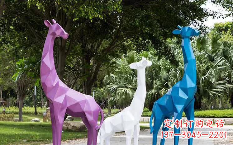 上海园林不锈钢动物长颈鹿雕塑