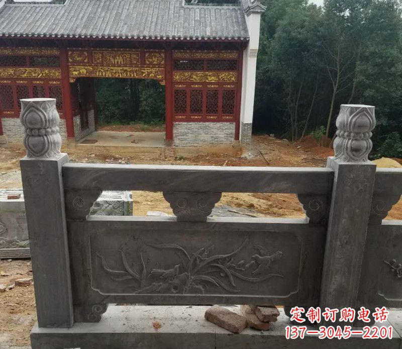 上海园林仿古兰花石浮雕栏板景观石雕