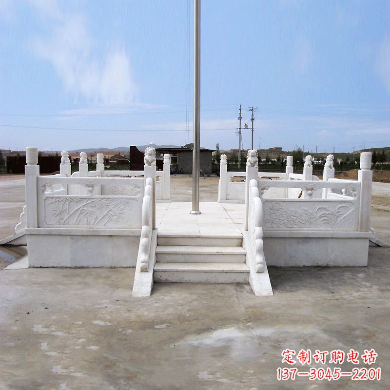 上海园林广场升旗台汉白玉石雕国旗台