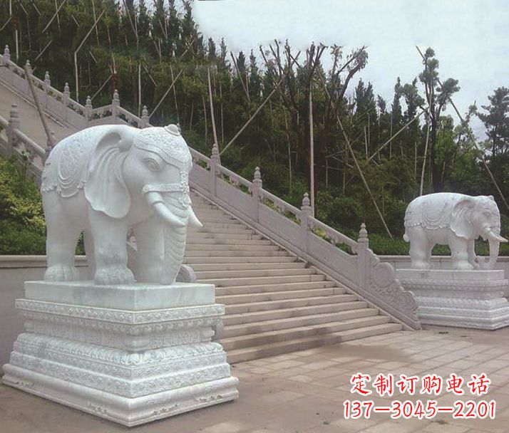 上海园林汉白玉大象景观石雕