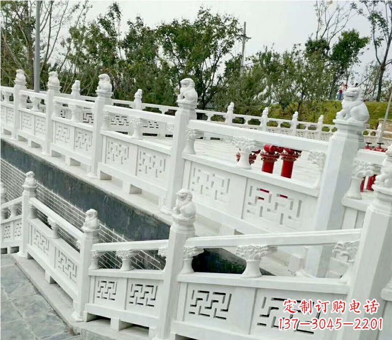 上海园林汉白玉栏板景观石雕 (2)