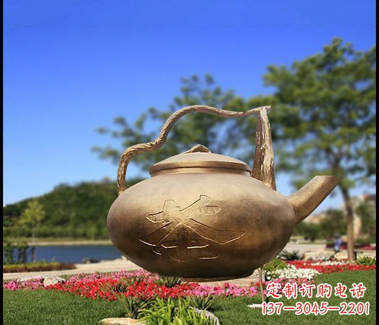 上海园林景观茶壶铜雕