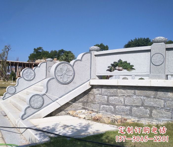 上海园林景观大理石镂空莲花石栏板 (2)