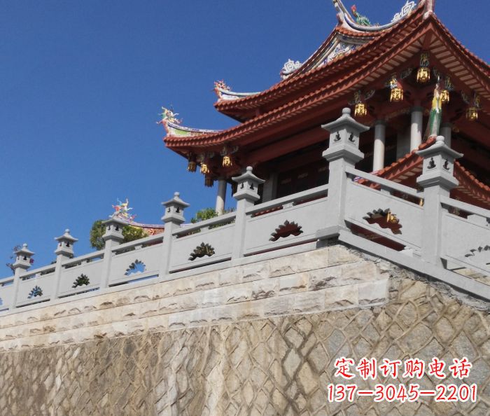 上海园林景观大理石镂空莲花石栏板