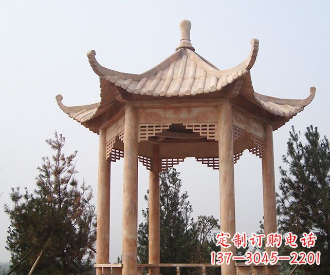 上海园林景观单层石雕凉亭 (3)