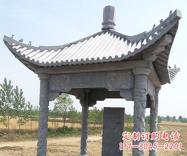 上海园林景观单层石雕凉亭 (4)
