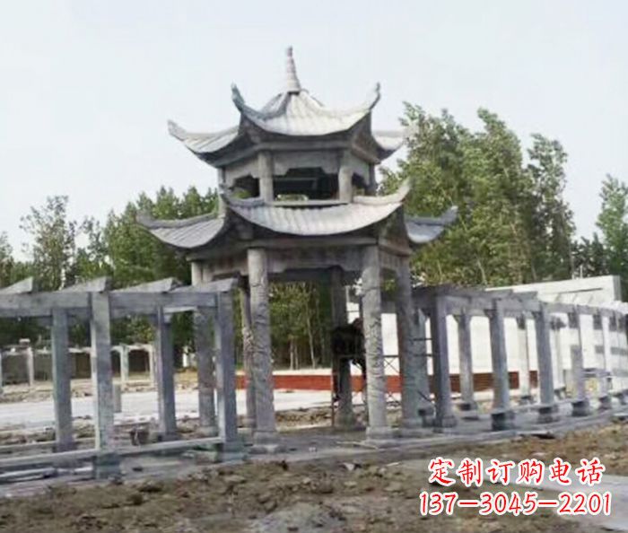 上海园林景观多层凉亭石雕 (2)