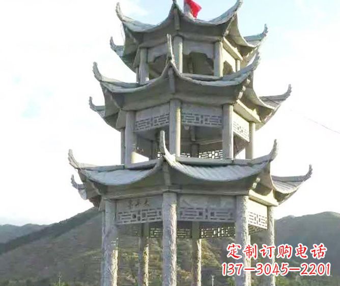 上海园林景观多层凉亭石雕 (3)
