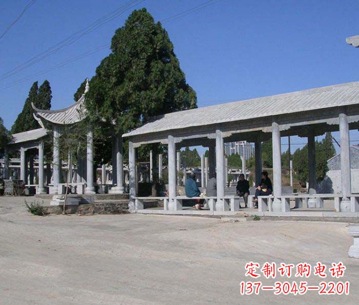 上海园林景观仿古石雕长廊凉亭 (2)