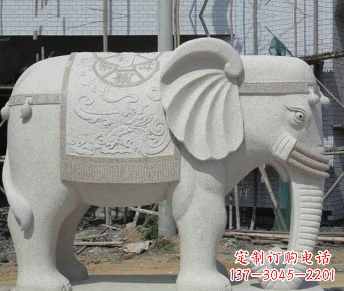 上海园林景观驮宝大象石雕 (2)