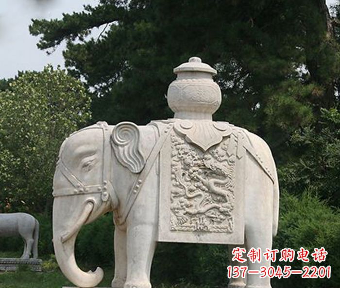 上海园林景观驮宝大象石雕