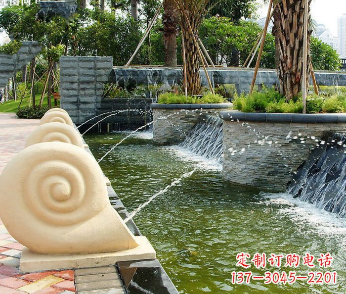 上海园林景观蜗牛喷泉石雕