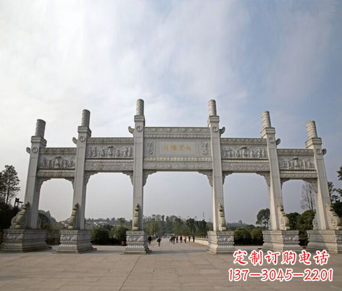 上海园林景观五门石雕牌坊