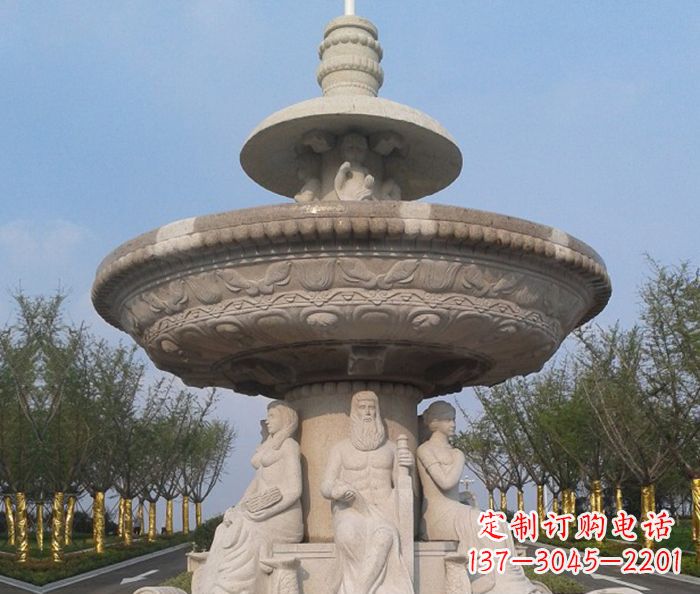 上海园林景观西方人物喷泉石雕 (2)
