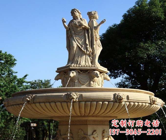 上海园林景观西方人物喷泉石雕