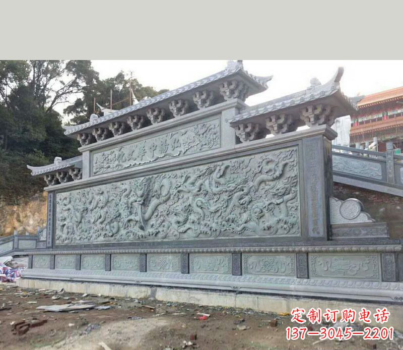 上海园林九龙壁景观石雕 (2)