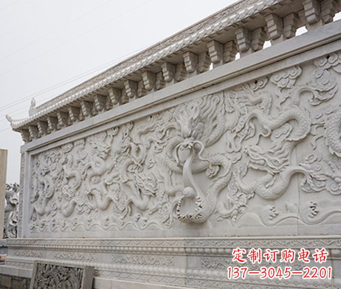 上海园林九龙壁石雕影壁 (5)