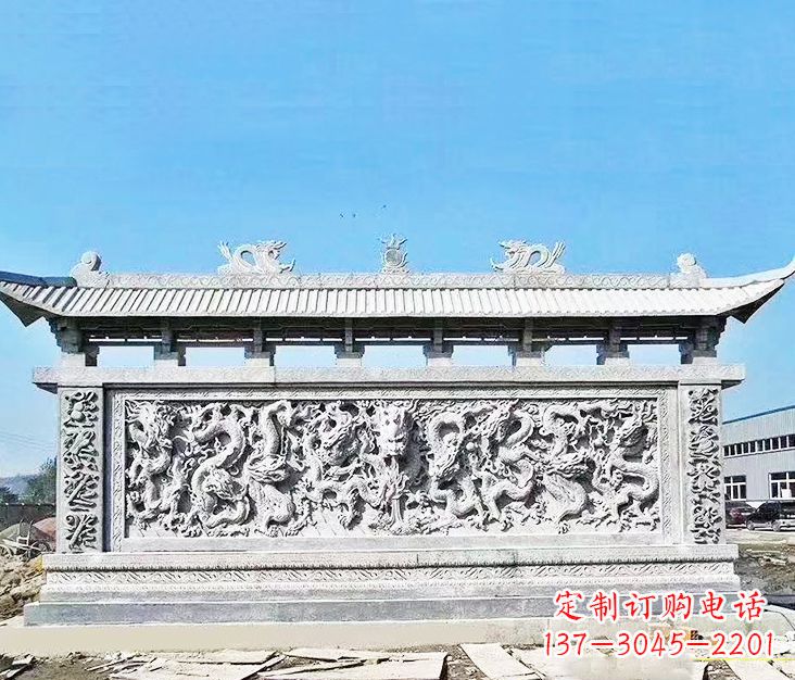 上海园林龙浮雕影壁墙景观石雕