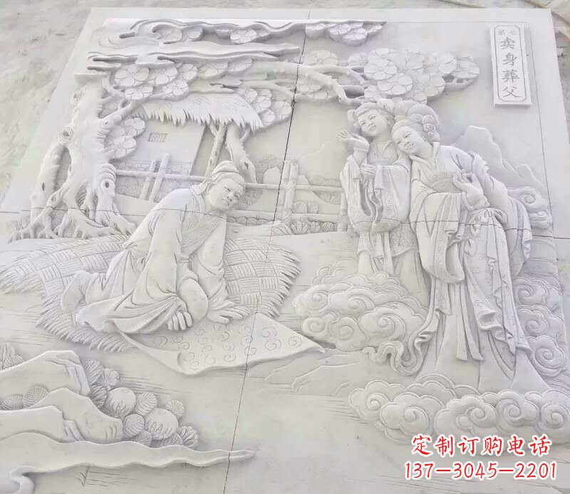 上海园林卖身葬父石浮雕影壁景观石雕