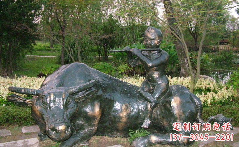 上海园林牧童牛景观铜雕
