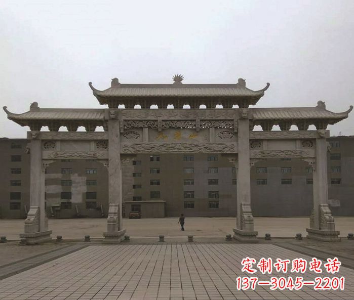上海园林三门牌坊景观石雕