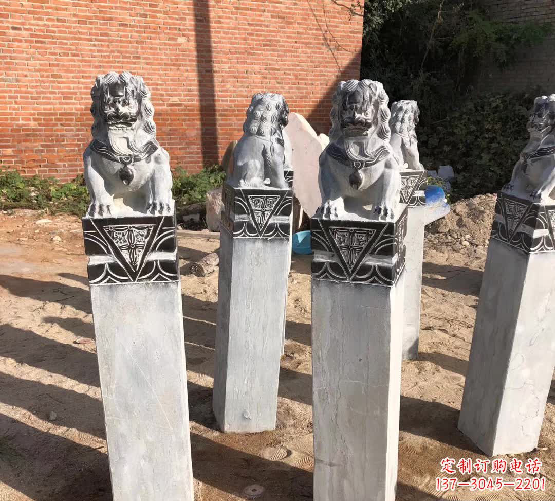 上海园林石雕狮子拴马桩