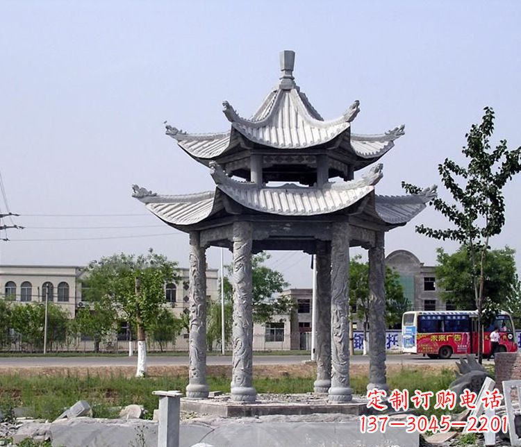 上海园林双层仿古凉亭石雕