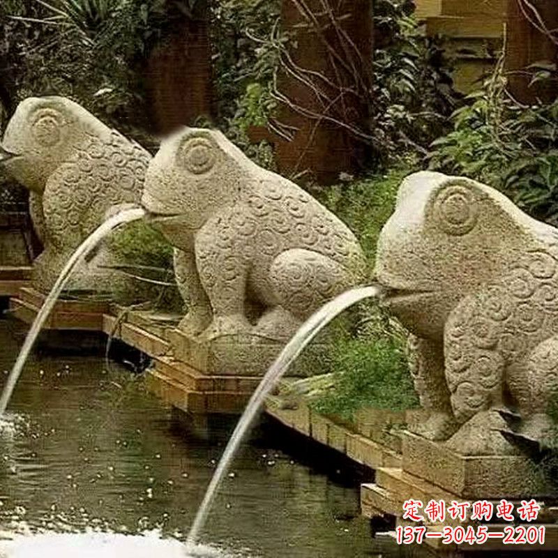 上海园林水景喷水抽象青蛙石雕