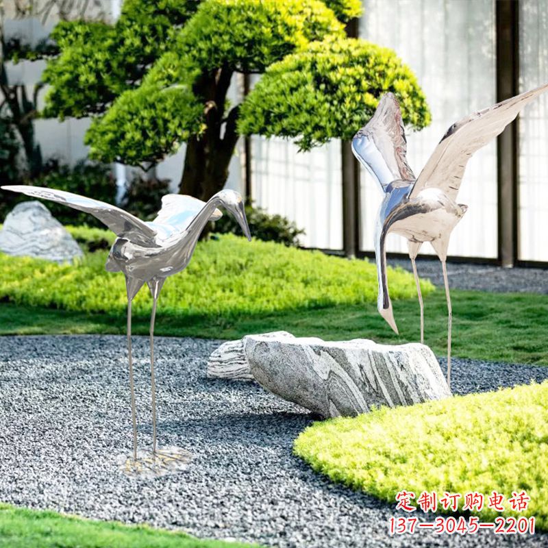 上海长春不锈钢动物鹤雕塑