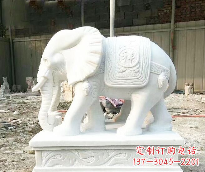 上海招财动物汉白玉大象石雕 (3)