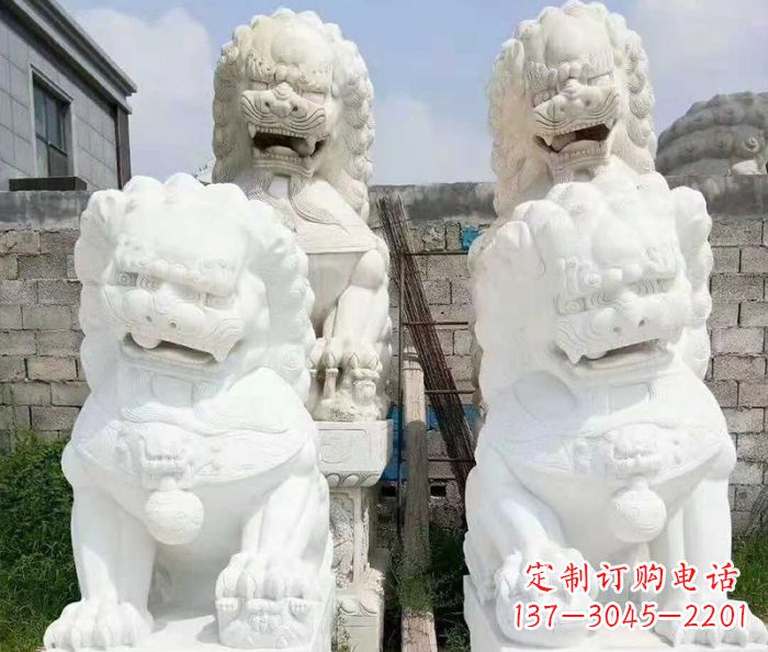 上海招财动物汉白玉狮子石雕