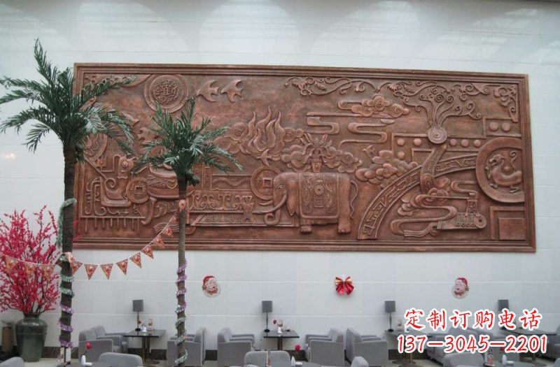 上海招财进宝大象铜浮雕