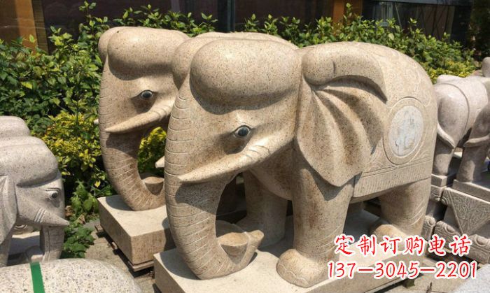 上海招财进宝砂岩大象石雕