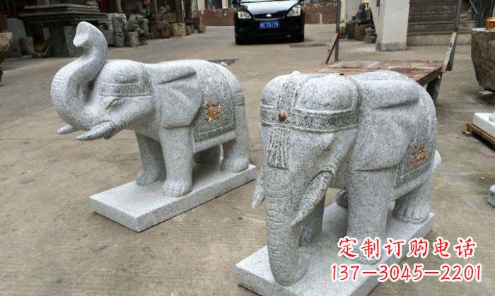 上海招财进宝芝麻灰大象石雕 (2)