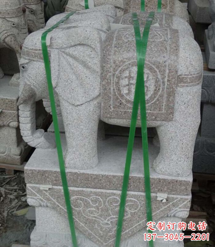 上海招财进宝芝麻灰大象石雕 (4)
