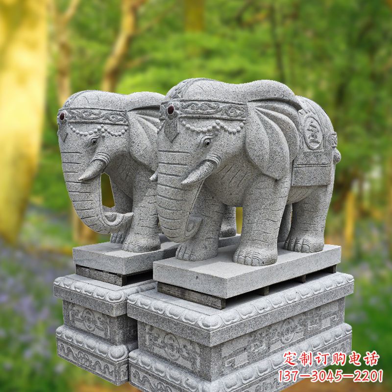 上海招财纳福石雕大象