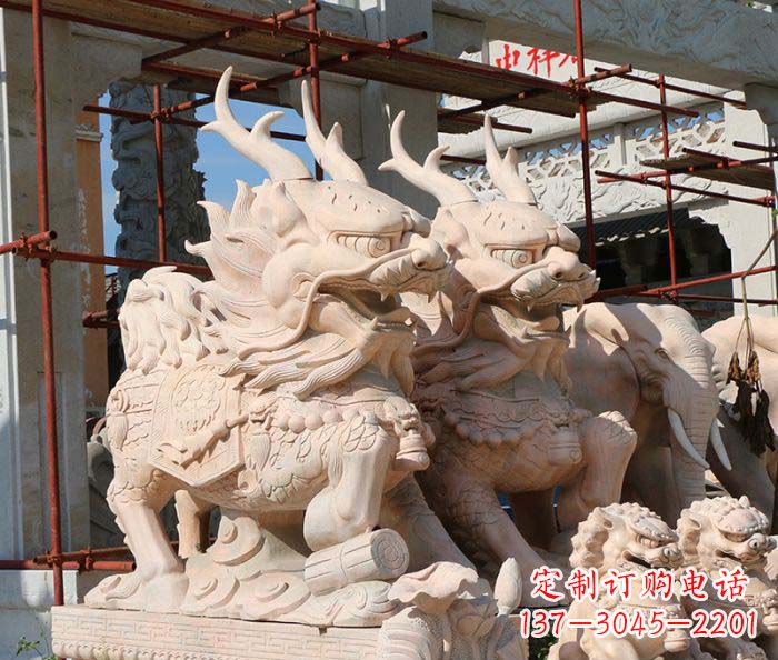 上海招财瑞兽麒麟石雕