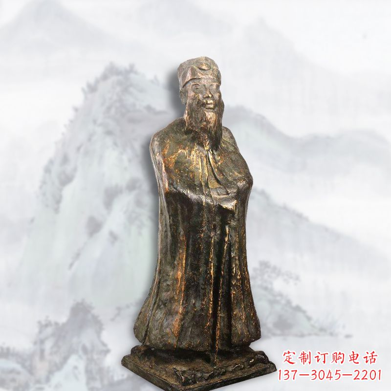 上海中国近代著名画家张大千铸铜雕塑