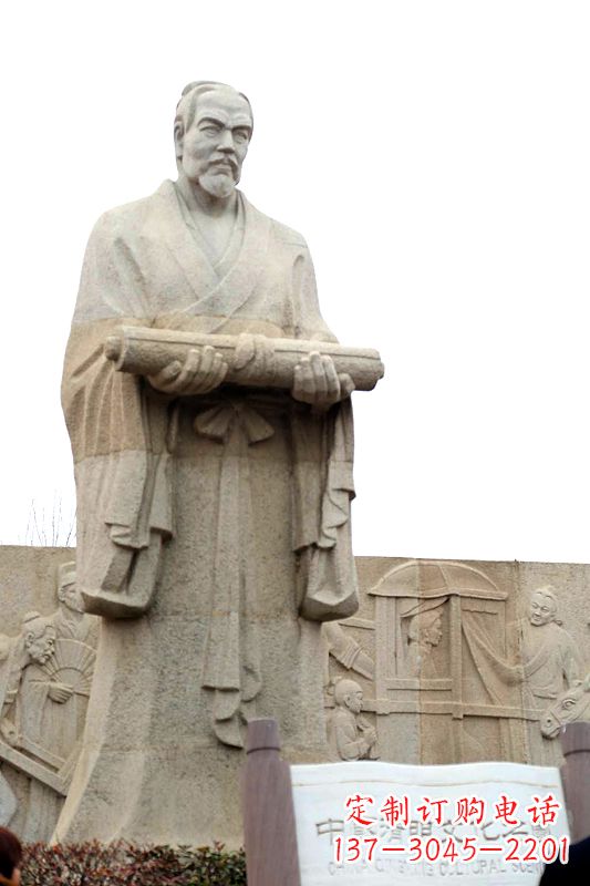上海中国历史名人北宋绘画大师清明上河图画家张择端汉白玉石雕像