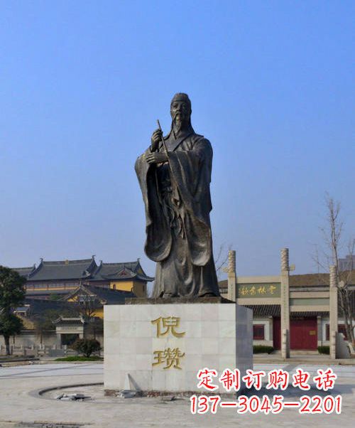上海中国历史名人元末明初画家诗人倪瓒铜雕塑像