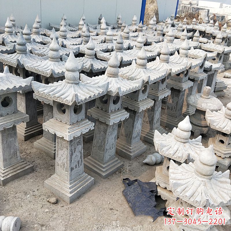 上海中式青石灯笼雕塑