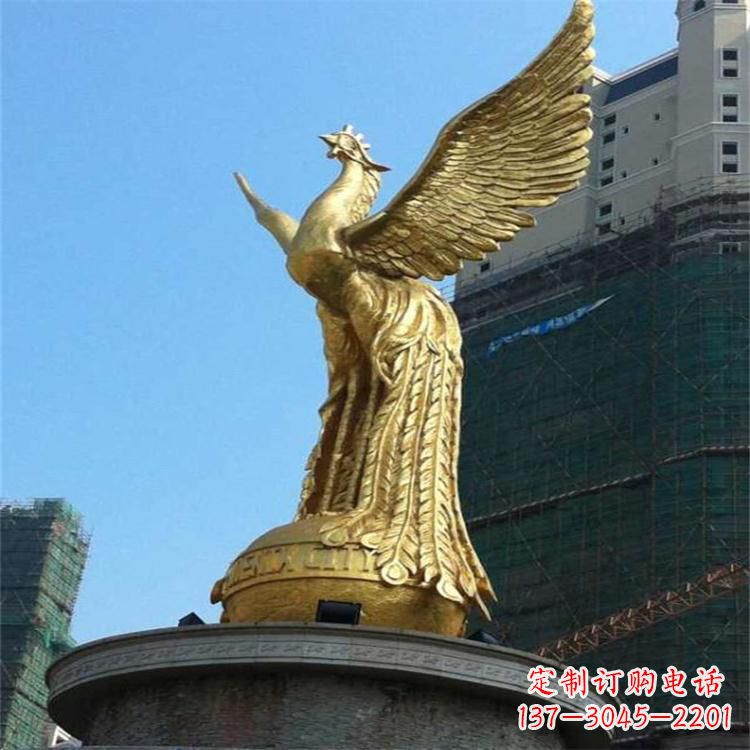 上海铸铜鎏金凤凰景观雕塑-城市园林