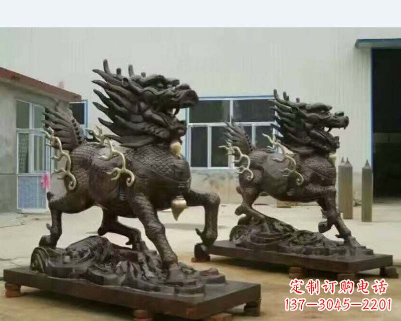 上海铸铜踏浪麒麟雕塑