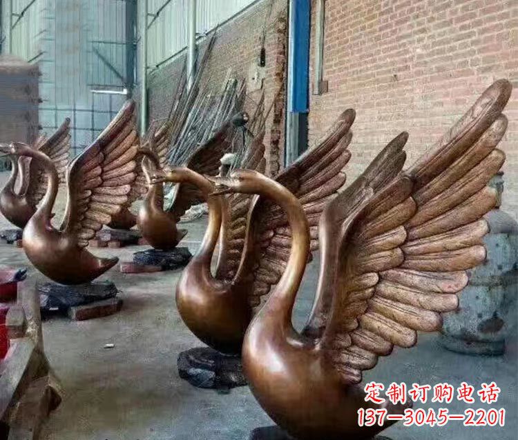 上海铸铜天鹅喷水动物喷泉雕塑