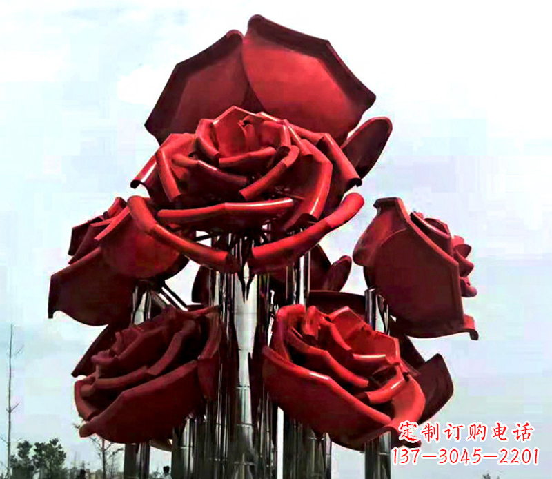 上海大型不锈钢玫瑰花雕塑