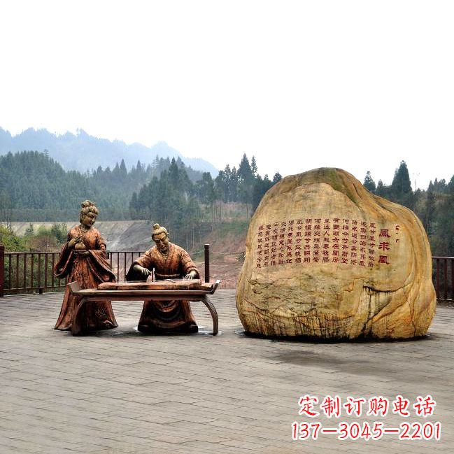 上海卓文君与司马相如凤求凰公园景观雕塑-历史典故人物情景雕塑