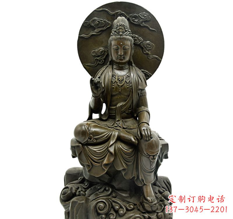 上海自在观音菩萨仿古铜雕佛像