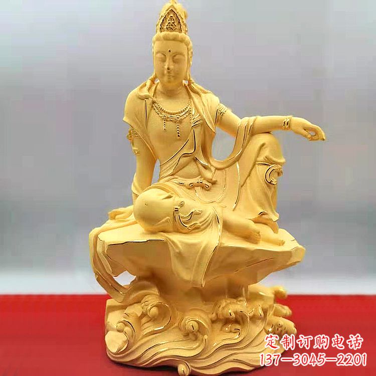 上海自在观音纯铜镀金雕塑