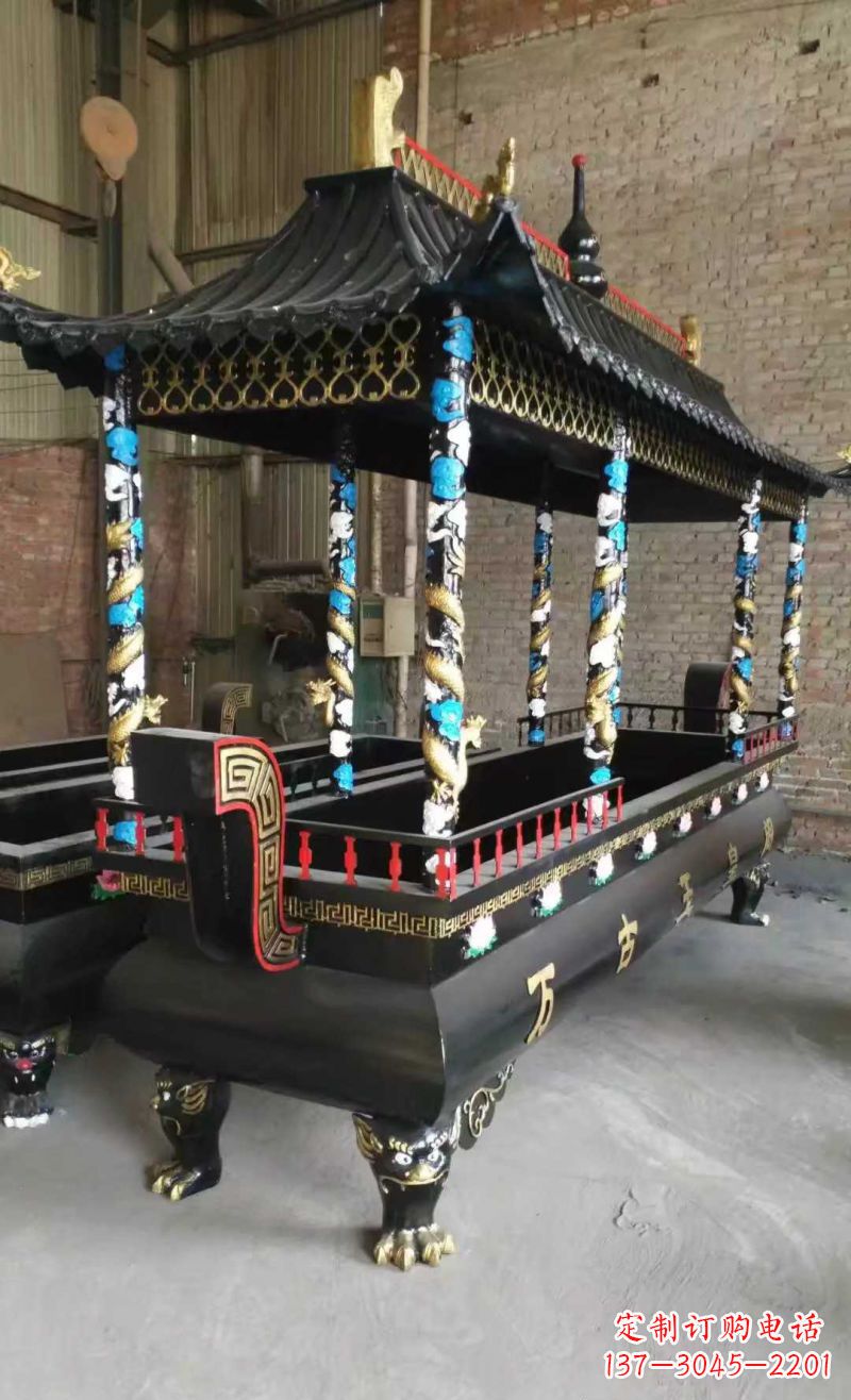 上海宗教庙宇方形香炉铜雕