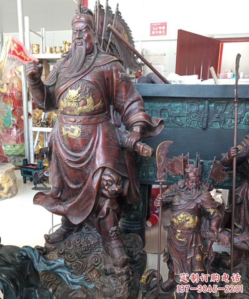 上海宗教庙宇关公武财神铜雕